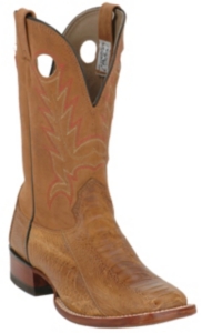 Larry Mahan® Men's Saddle Rustic Ostrich Leg Square Toe Exotic Western Boot