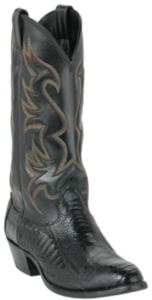 Larry Mahan® Men's Black Ostrich Leg R-Toe Exotic Western Boots