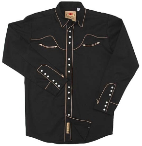 Larry Mahan® L/S Black & Khaki Retro Shirt