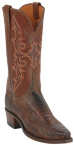 Lucchese® 1883™ Ladies Chocolate Ostrich Leg Snip Toe Exotic Western Boot