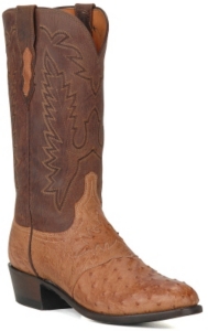 Lucchese 1883®  Mens Saddle Tan Saddle Full Quill Ostrich Exotic Western Boots