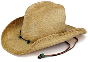 Dorfman Pacific® Raffia and Turquoise Band Cowboy Hat