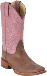 Nocona® Ladies Rancher Chocolate & Pink Squared Toe Boot