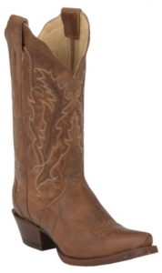 Nocona® Ladies Distressed Brown Old West Tan 11" Snip Toe Western Boots