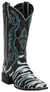 Nocona® Ladies Safari Black and White Tiger Stingray Print Wide Square Toe Boot