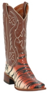 Nocona® Ladies Safari Beige and Black Tiger Stingray Print Wide Square Toe Boot