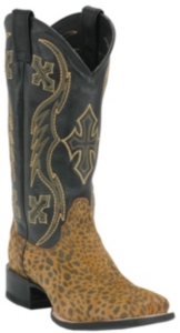 Nocona® Ladies Safari Brown and Black Leopard Print Wide Square Toe Boot