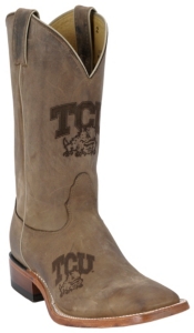 Nocona Mens TCU Distressed Brown Branded Square Toe Boots