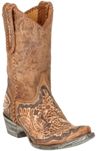 Old Gringo® Ladies Brown Wyoming Destroyed Tooled Snip Toe Western Boots
