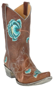 Old Gringo® Ladies 10" Brown Marsha Western Boot w/ Blue Flowers