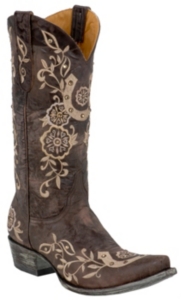 Old Gringo® Ladies Chocolate w/ Natural Embroidered  Lucky Horseshoe Snip Toe Boot