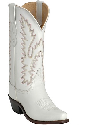 Old West Jama Ladies Classic White Wedding Boots
