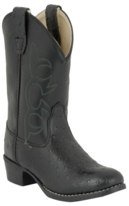 Old West� JAMA� Childrens Ostrich Print Western Boots - Black