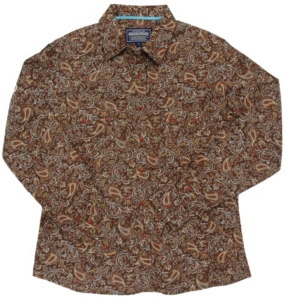 Rough Stock® Ladies Brown Solferino Paisley Print Long Sleeve Western Shirt