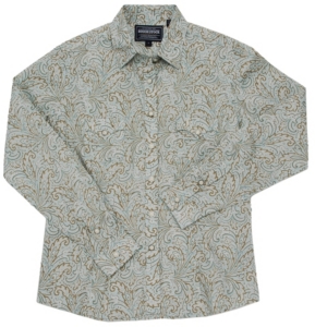 Rough Stock® Ladies Turquoise and Green Rivoli Paisley Long Sleeve Western Shirt