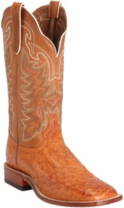 Tony Lama® Men's Cognac Full Quill Ostrich Exotic Square Toe Western Boots