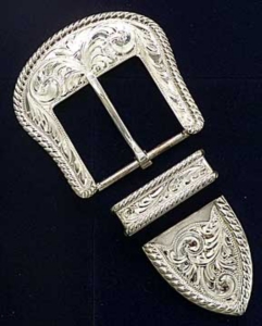Elk Creek Sonora w/Roped Edge 1 1/2" 3-Piece Belt Buckle Set