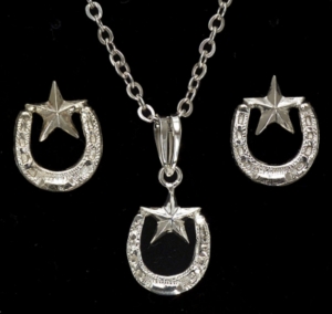 Elk Creek® Silver Horseshoe & Stars Jewelry Set