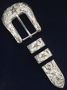 Elk Creek Cimarron Silver Star 3/4" 4-Piece Belt Buckle Set