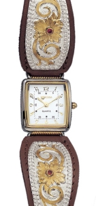 Montana Silversmiths®  Ladies Square Watch w/Brown Leather Band