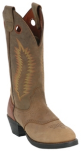 Road Wolf® Men's Distressed Brown w/ Saddle Vamp Buckaroo Western Boot