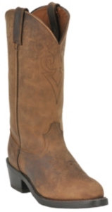Road Wolf® Men's Brown Distressed R-Toe Rubber Sole Western Boot