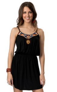 Angie Womens Black Knit with Beads Sleeveless Tank Dress