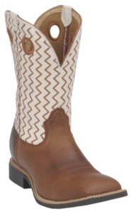 Twisted X® Men's Peanut w/ Zig-Zag Stitching on White Top Square Toe Calf Roper Boot