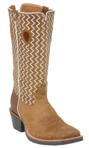 Twisted X® Men's Brown Ruff Stock w/ Zig-Zag Stovepipe Double Welt  Square Toe Boots