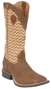 Twisted X® Men's Distressed Brown w/ Zig-Zag Stitch Double Welt Square Toe Boots