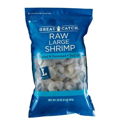 Great Catch Frozen Peeled Deveined Tail Off Large Raw Shrimp