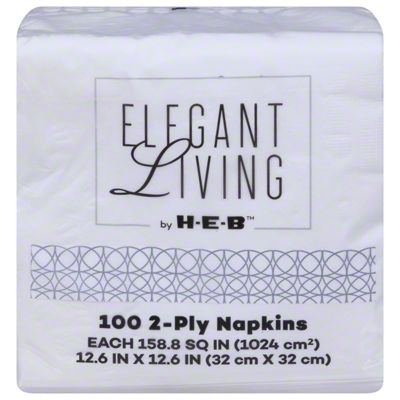 Elegant Living By H E B Paper Napkins White 100 Ct Central Market