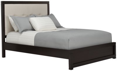 Dark Tone Bonded Leather Platform Bed