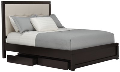 Dark Tone Bonded Leather Platform Storage Bed