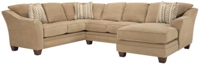 Grant2 Lt Brown Microfiber Right Chaise Sectional
