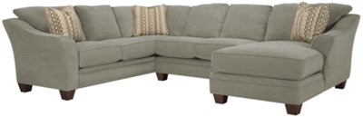 Grant2 Lt Green Microfiber Right Chaise Sectional