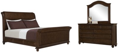 Claire Dark Tone Arched Dresser & Mirror