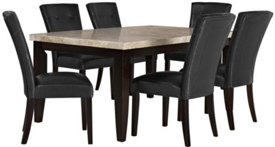 Monark Rectangular Marble Table & 4 Upholstered Chairs