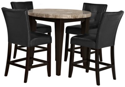 Monark Round Marble High Table & 2 Barstools
