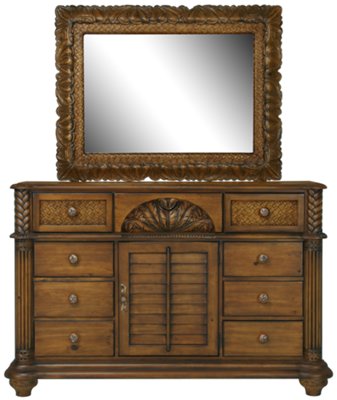 Mid Tone Dresser & Mirror