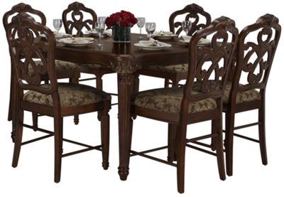 Regal Dark Tone High Table & 4 Wood Barstools