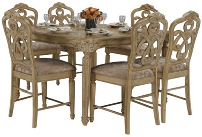 Regal Light Tone High Table & 4 Wood Barstools