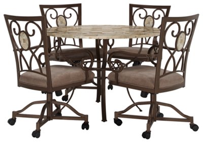 Round Castored Table & 4 Chairs