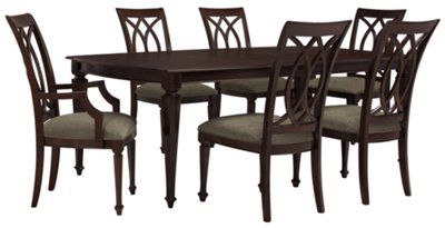 Dark Tone Rectangular Table & 4 Wood Chairs