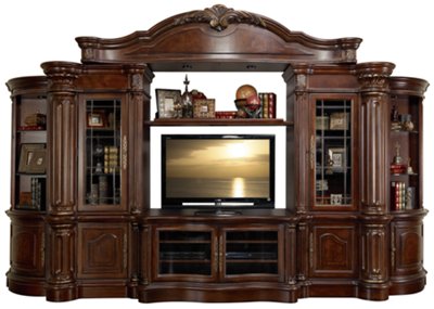 Regal Dark Tone Small Entertainment Wall with Corners