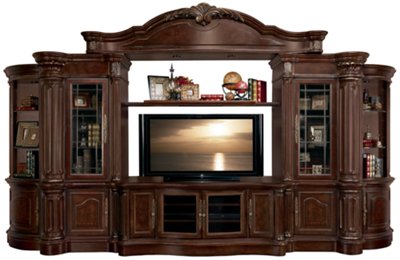 Regal Dark Tone Large Entertainment Wall with Corners