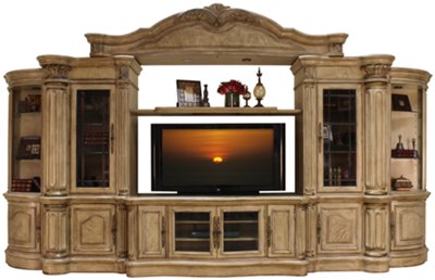Regal Light Tone Large Entertainment Wall with Corners