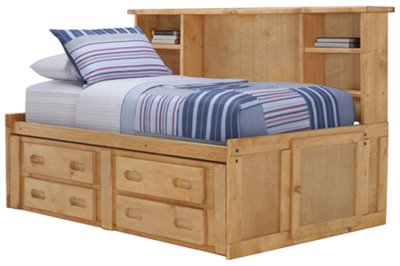 Mid Tone Storage Bookcase Daybed