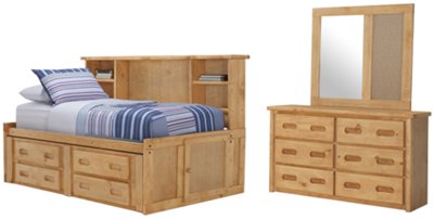 Mid Tone Bookcase Daybed Storage Bedroom