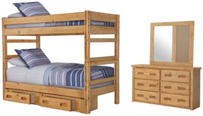 Mid Tone Bunkbed Storage Bedroom